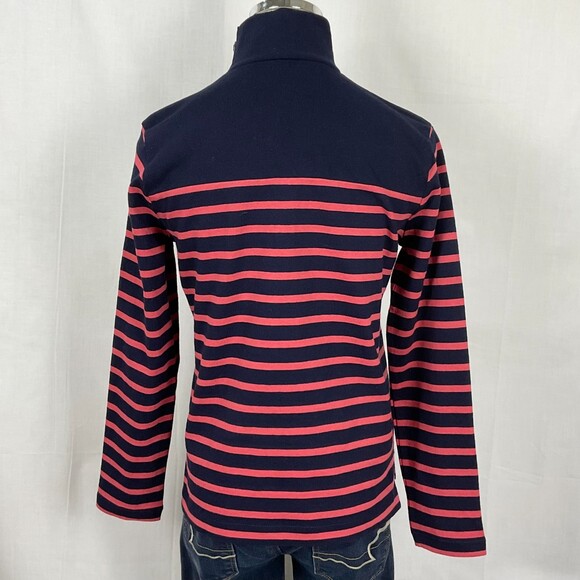 J.Crew Striped Knit Pullover Button Shoulder Navy & Pink Mockneck Sz XXS NWT - Picture 6 of 6